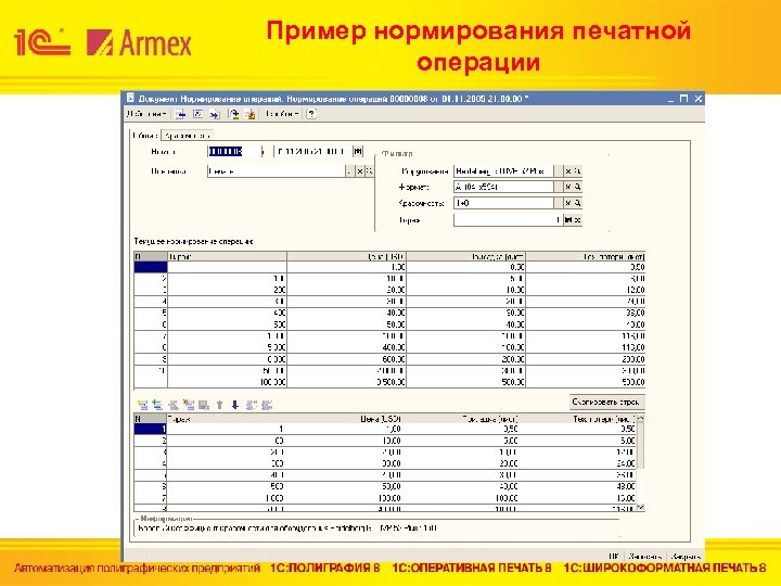 Пример нормирования печатной операции 