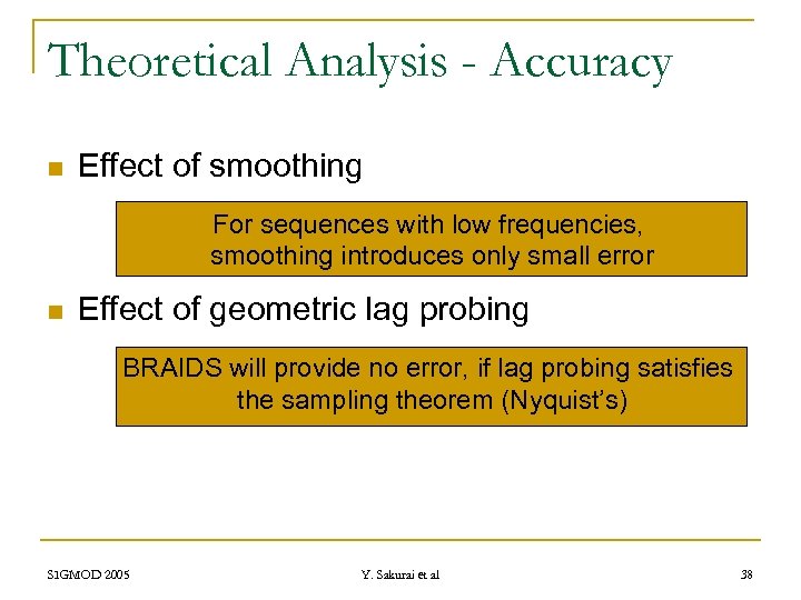 Theoretical Analysis - Accuracy n Effect of smoothing For sequences with low frequencies, smoothing