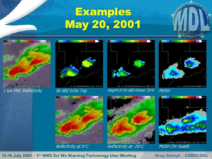 Examples May 20, 2001 1 km MSL Reflectivity 50 d. BZ Echo Top Height