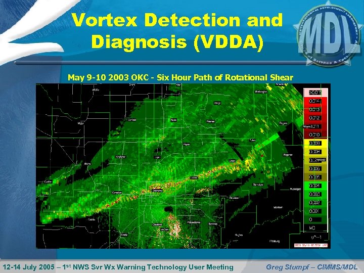 Vortex Detection and Diagnosis (VDDA) May 9 -10 2003 OKC - Six Hour Path
