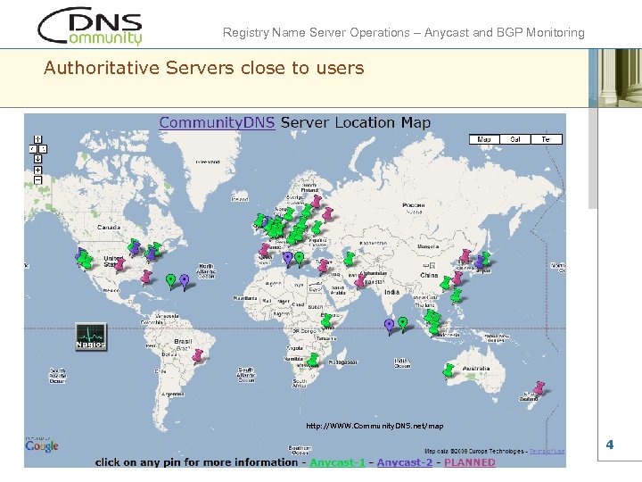 Registry Name Server Operations – Anycast and BGP Monitoring Authoritative Servers close to users
