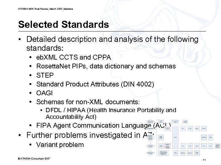 ATHENA M 36 Final Review, March 2007, Madeira Selected Standards • Detailed description and