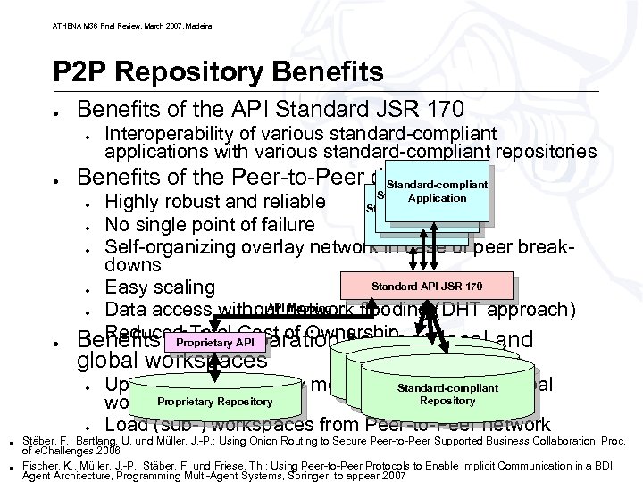ATHENA M 36 Final Review, March 2007, Madeira P 2 P Repository Benefits ●