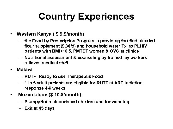 Country Experiences • Western Kenya ( $ 9. 9/month) – the Food by Prescription