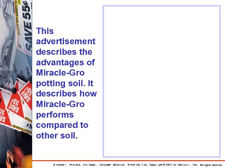 This advertisement describes the advantages of Miracle-Gro potting soil. It describes how Miracle-Gro performs