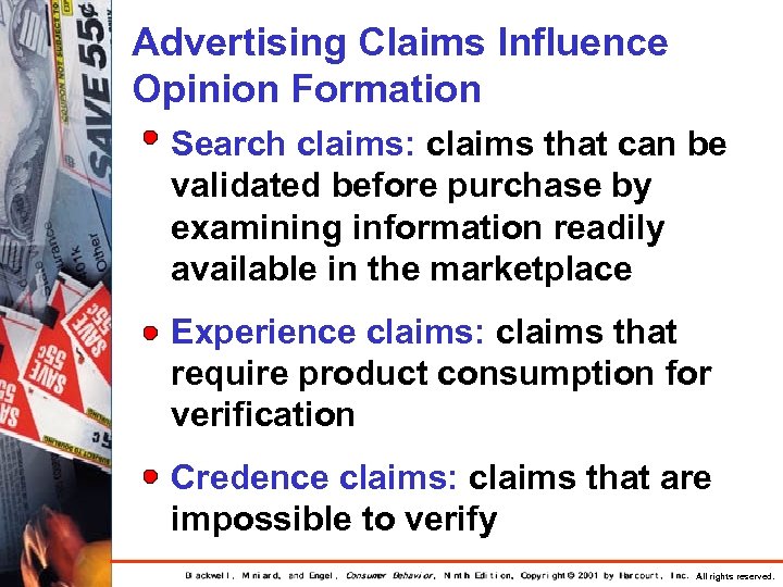 Advertising Claims Influence Opinion Formation Search claims: claims that can be validated before purchase