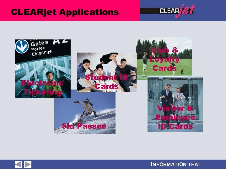 CLEARjet Applications Electronic Ticketing Student ID Cards Ski Passes Club & Loyalty Cards Visitor