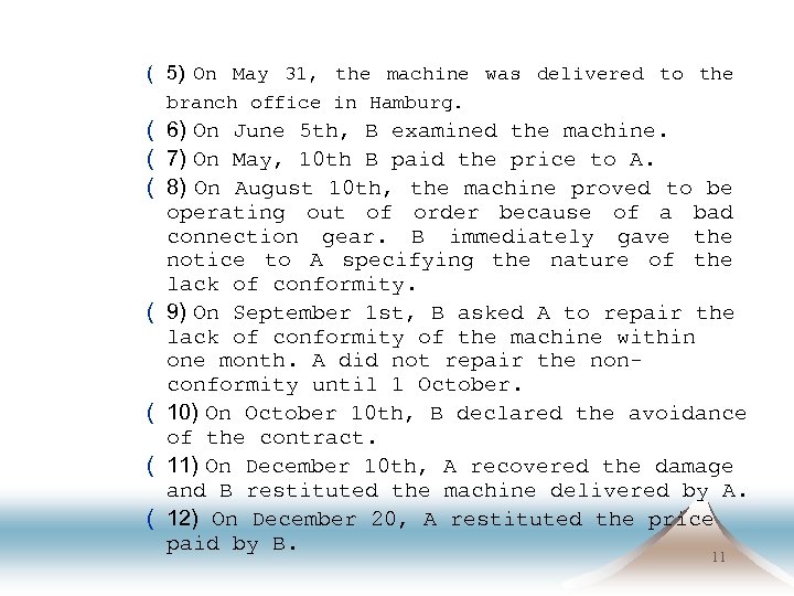 ( 5) On May 31, the machine was delivered to the branch office in