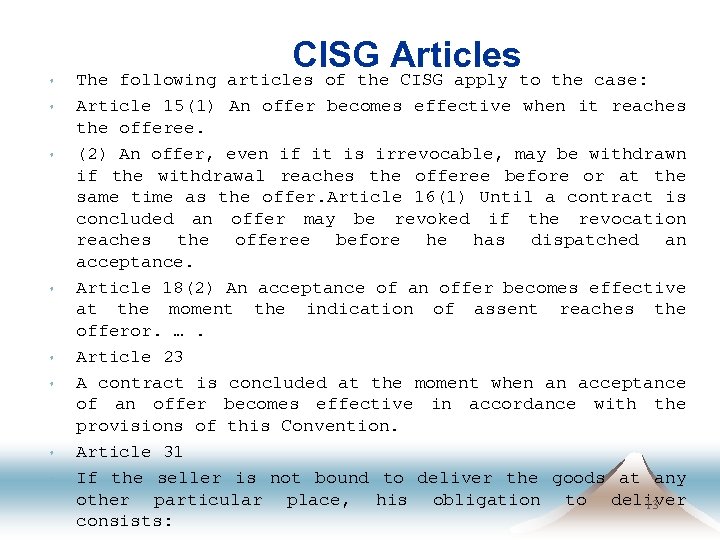 s s s s CISG Articles The following articles of the CISG apply to