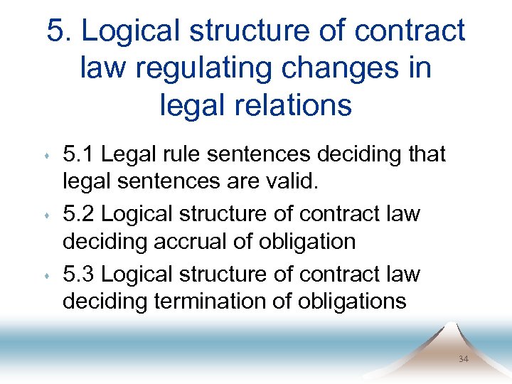 5. Logical structure of contract law regulating changes in legal relations s 5. 1