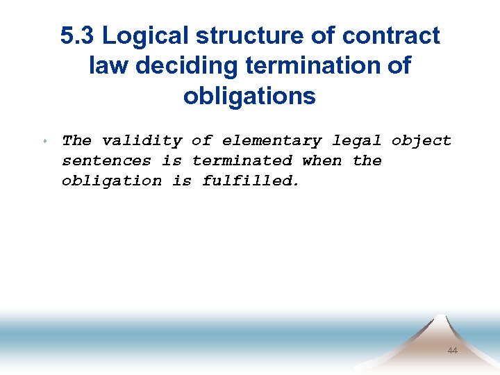 5. 3 Logical structure of contract law deciding termination of obligations s The validity