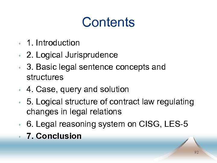 Contents s s s 1. Introduction 2. Logical Jurisprudence 3. Basic legal sentence concepts