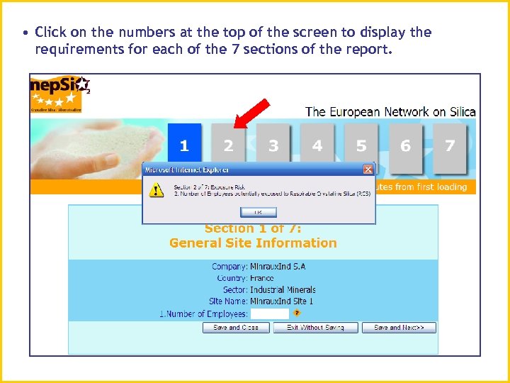  • Click on the numbers at the top of the screen to display