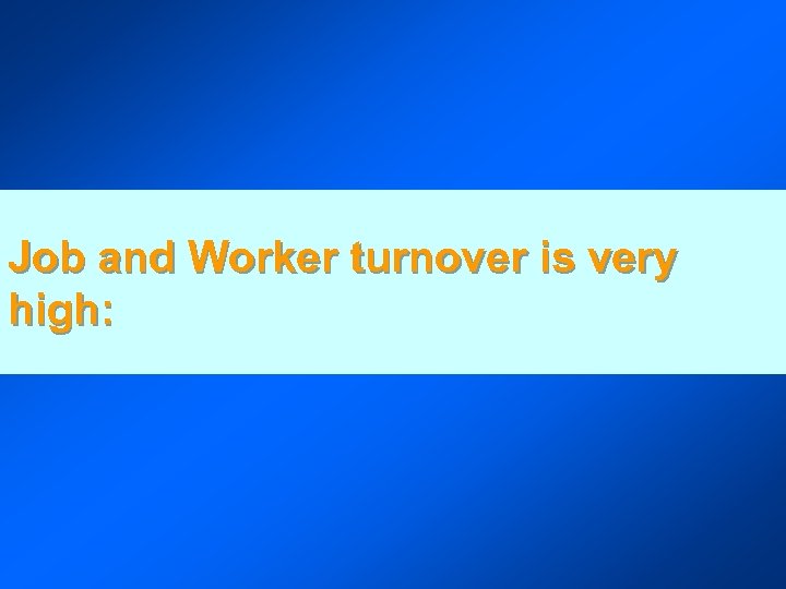 Job and Worker turnover is very high: 