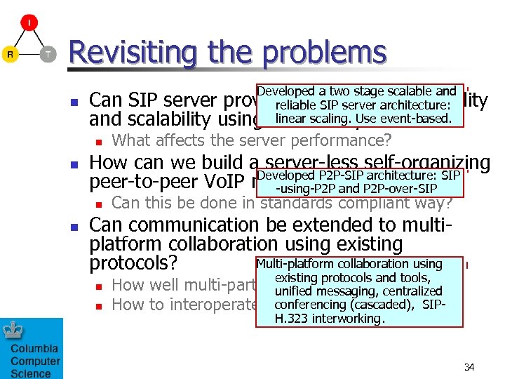 Revisiting the problems n Developed a two stage scalable and Can SIP server provide