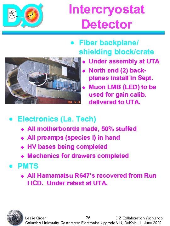 Intercryostat Detector · Fiber backplane/ shielding block/crate u u u Under assembly at UTA