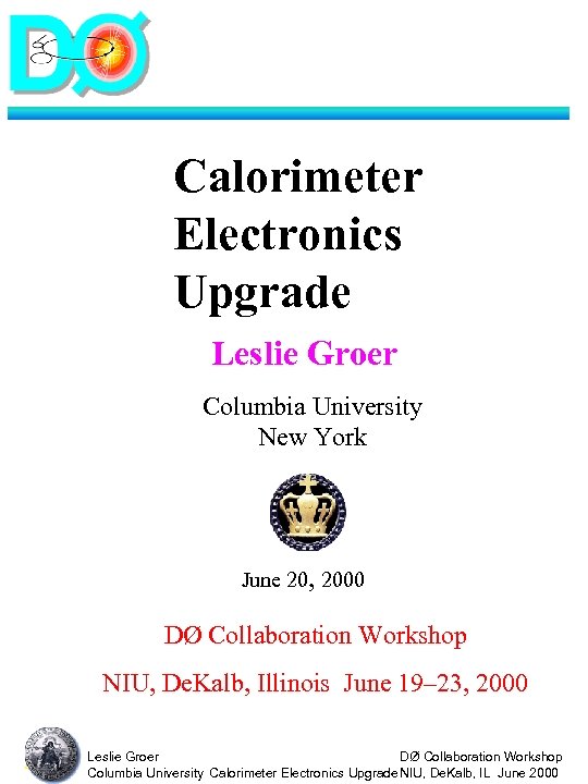 Calorimeter Electronics Upgrade Leslie Groer Columbia University New York June 20, 2000 DØ Collaboration
