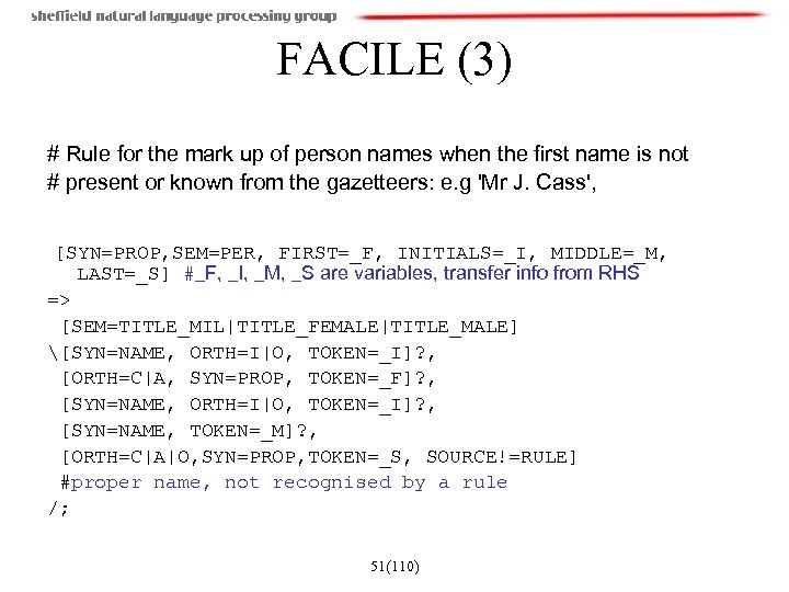 FACILE (3) # Rule for the mark up of person names when the first