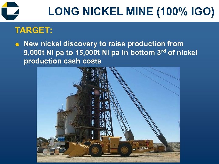 LONG NICKEL MINE (100% IGO) TARGET: & New nickel discovery to raise production from