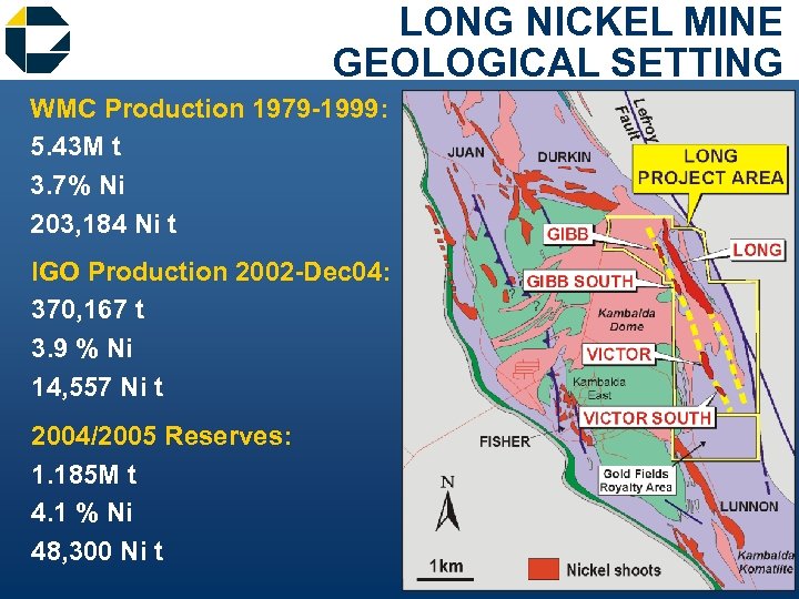 LONG NICKEL MINE GEOLOGICAL SETTING WMC Production 1979 -1999: 5. 43 M t 3.