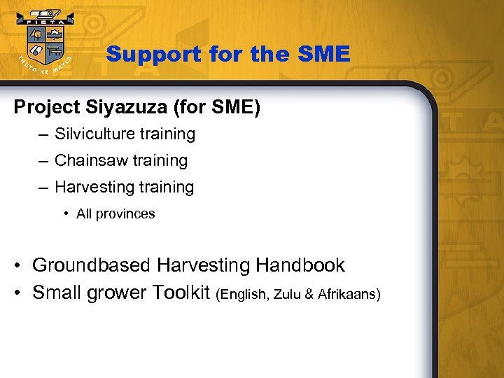 Support for the SME Project Siyazuza (for SME) – Silviculture training – Chainsaw training