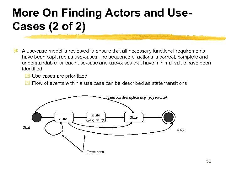 More On Finding Actors and Use. Cases (2 of 2) z A use-case model