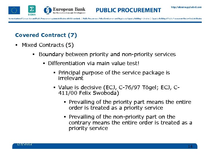Covered Contract (7) § Mixed Contracts (5) § Boundary between priority and non-priority services