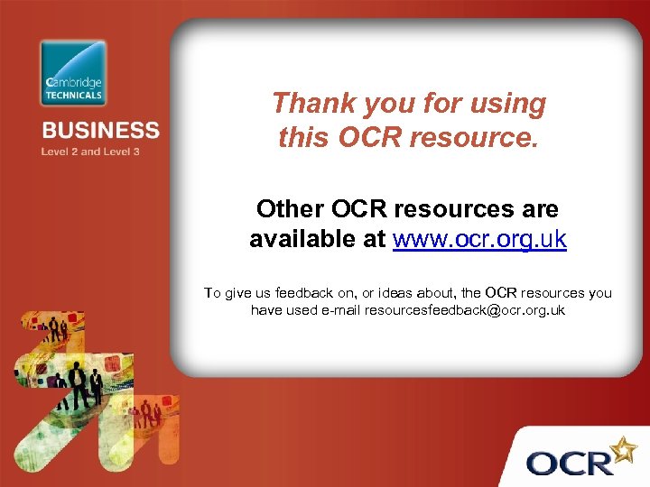 Thank you for using this OCR resource. Other OCR resources are available at www.