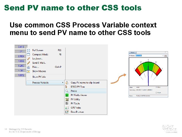 Send PV name to other CSS tools Use common CSS Process Variable context menu