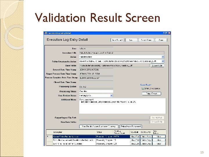 Validation Result Screen 25 