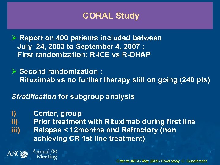 CORAL Study Ø Report on 400 patients included between July 24, 2003 to September