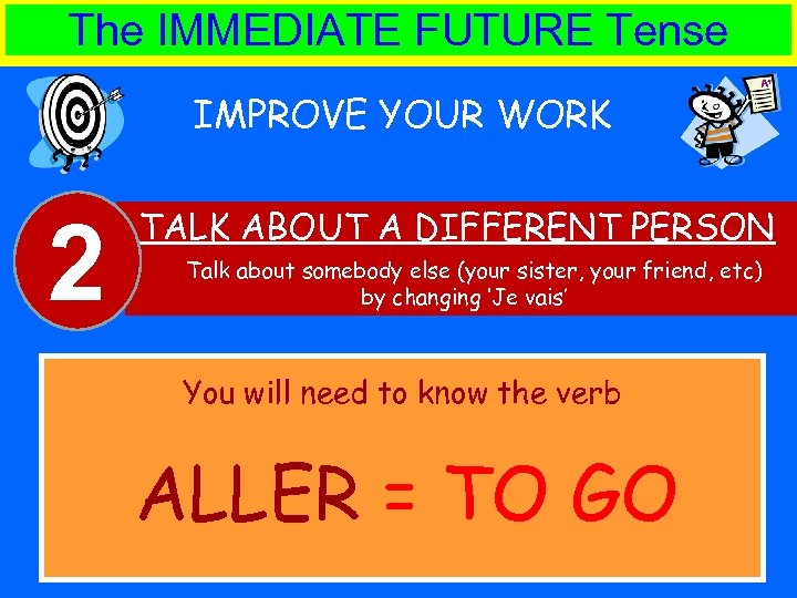 The IMMEDIATE FUTURE Tense IMPROVE YOUR WORK 2 TALK ABOUT A DIFFERENT PERSON Talk