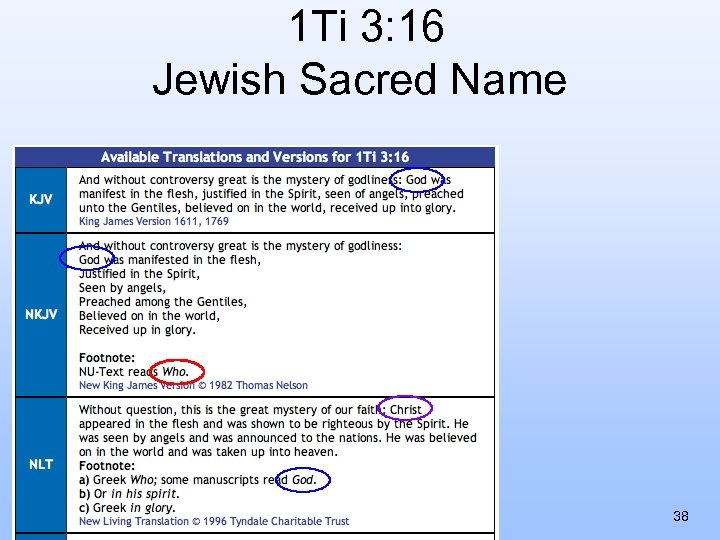  1 Ti 3: 16 Jewish Sacred Name 38 