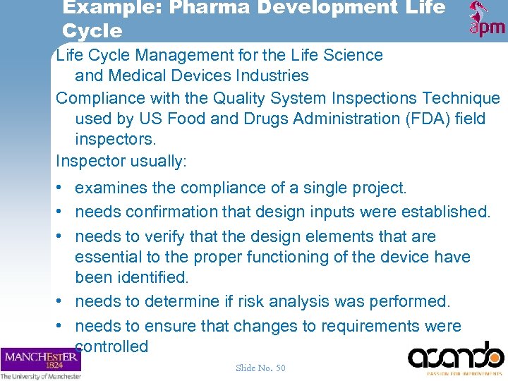 Example: Pharma Development Life Cycle Management for the Life Science and Medical Devices Industries