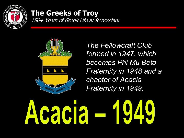 The Greeks of Troy 150+ Years of Greek Life at Rensselaer The Fellowcraft Club