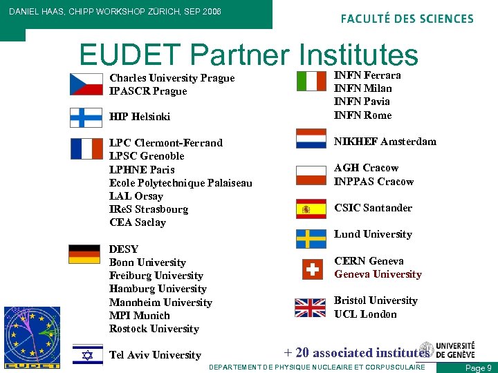 DANIEL HAAS, CHIPP WORKSHOP ZÜRICH, SEP 2006 EUDET Partner Institutes Charles University Prague IPASCR
