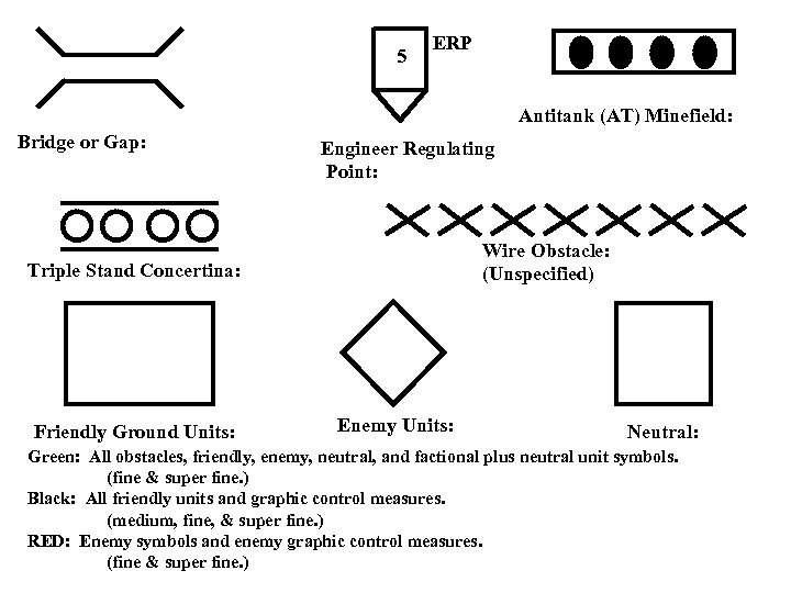 5 ERP Antitank (AT) Minefield: Bridge or Gap: Engineer Regulating Point: Wire Obstacle: (Unspecified)