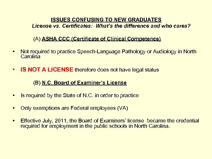 ISSUES CONFUSING TO NEW GRADUATES License vs. Certificates: What’s the difference and who cares?