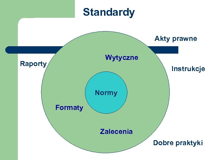  Standardy Akty prawne Wytyczne Raporty Instrukcje Normy Formaty Zalecenia Dobre praktyki 