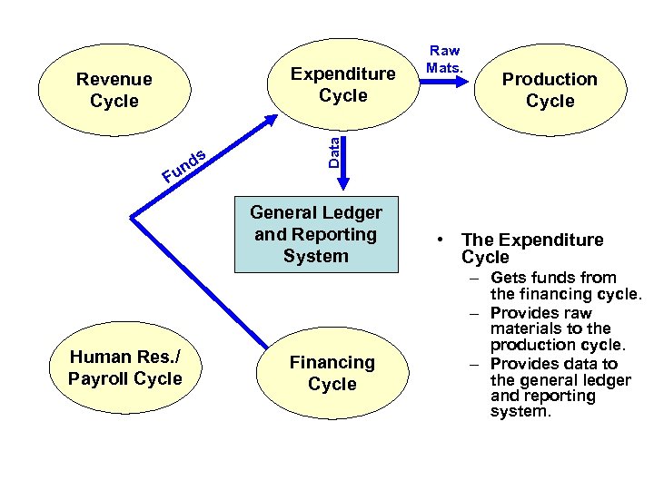 s d un Production Cycle Data Expenditure Cycle Revenue Cycle Raw Mats. F General