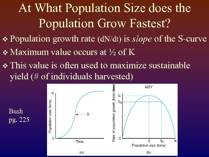 At What Population Size does the Population Grow Fastest? growth rate (d. N/dt) is