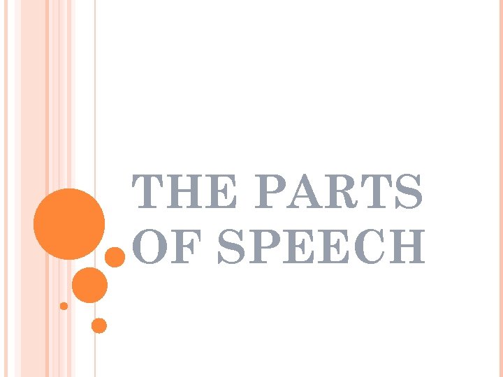 THE PARTS OF SPEECH 