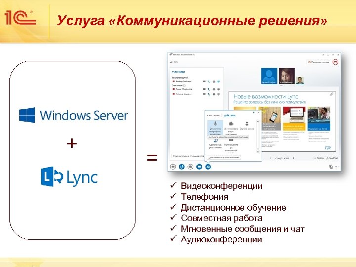 Услуга «Коммуникационные решения» + = ü ü ü Видеоконференции Телефония Дистанционное обучение Совместная работа