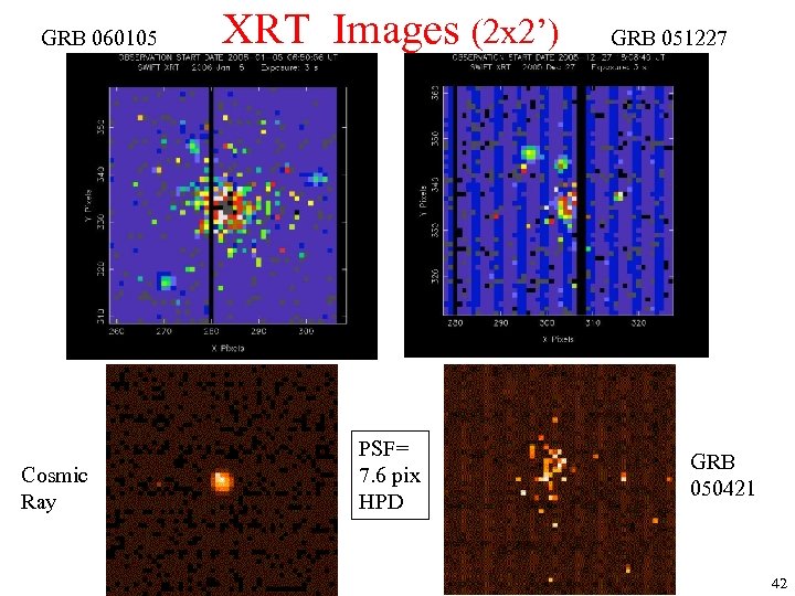 GRB 060105 Cosmic Ray XRT Images (2 x 2’) PSF= 7. 6 pix HPD