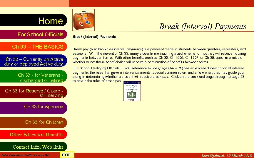 VA Education Benefits Resource Tool Home For School Officials Ch 33 – THE BASICS