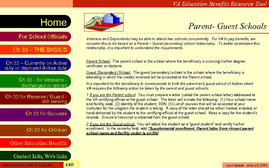 VA Education Benefits Resource Tool Home For School Officials Ch 33 – THE BASICS