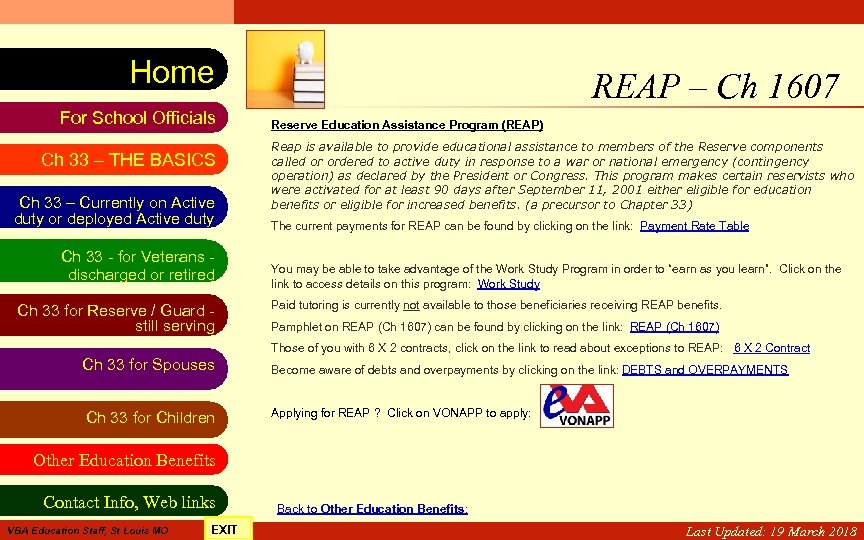 VA Education Benefits Resource Tool Home For School Officials Ch 33 – THE BASICS