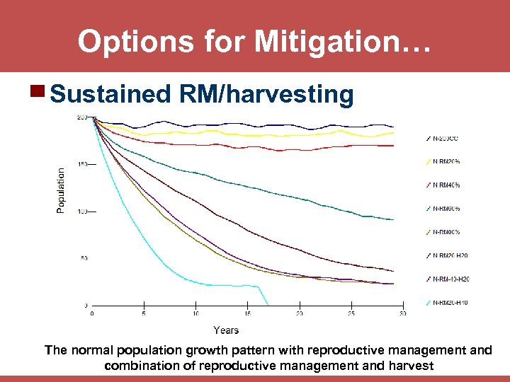 Options for Mitigation… ▀ Sustained RM/harvesting The normal population growth pattern with reproductive management