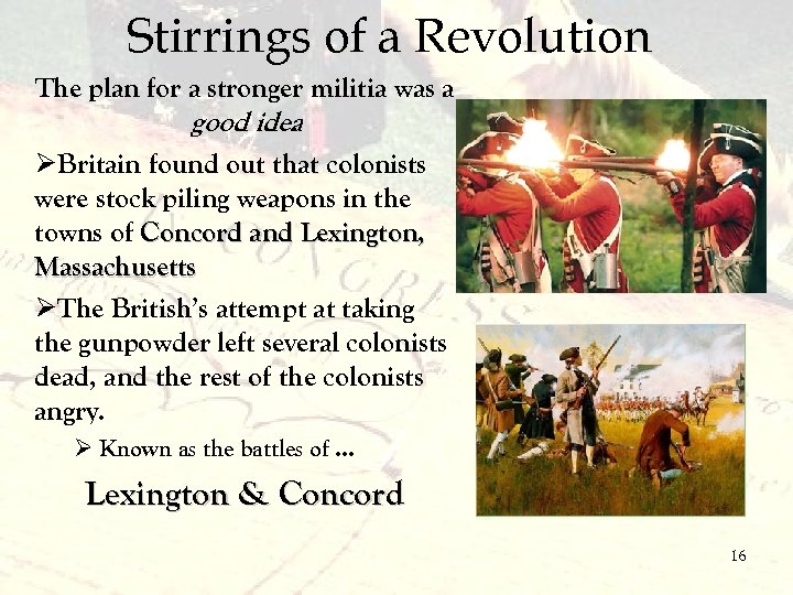 Stirrings of a Revolution The plan for a stronger militia was a good idea.