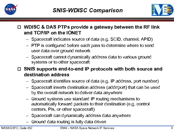 SNIS-WDISC Comparison o WDISC & DAS PTPs provide a gateway between the RF link